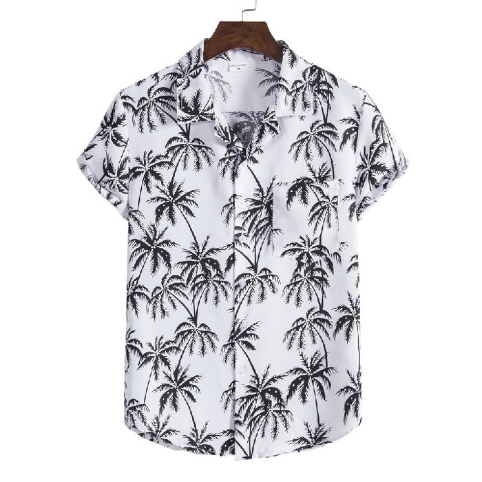 Men's Oversized Shirt Hawaiian Beach Suit Collar Short Sleeve Floral Shirt
