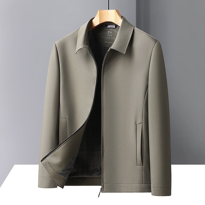 Men's Solid Color Casual Polo Collar Jacket