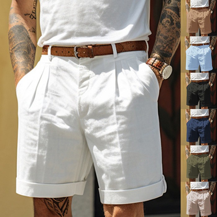Men's Straight Leg Shorts With Pockets Casual Dress Pants Loose Fit Summer Bottoms For Daily Wear Clothing