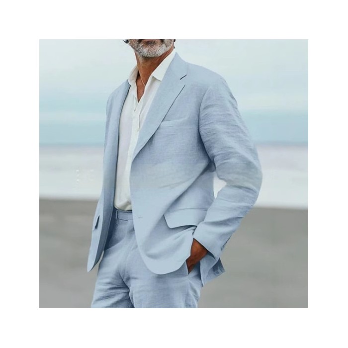 Men's Suit Casual Men's Linen Business Banquet Two-piece Suit
