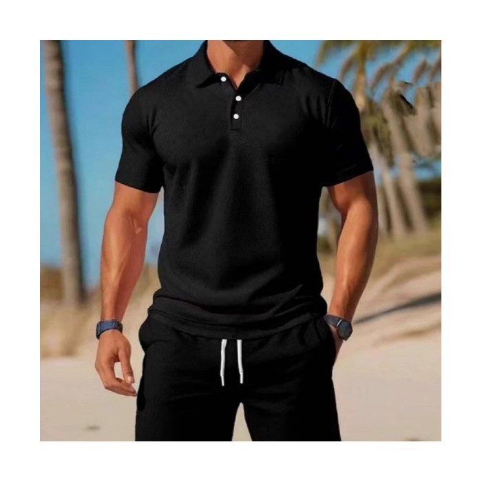 Men's Summer Casual Sports All-matching Slim Fit Short-sleeved Polo Shirt Shorts