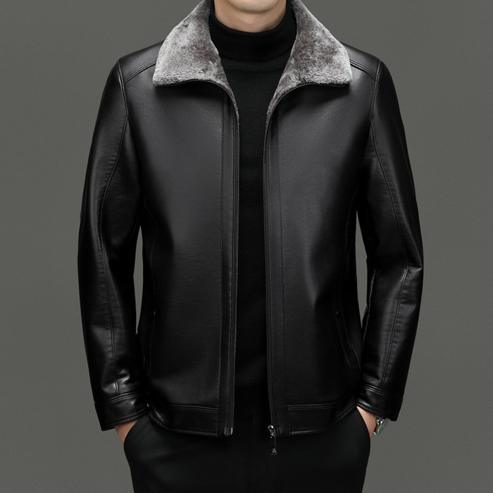 Middle-aged Plus Suede Winter One-piece Fur Men's Sheep Lapel Polo Coat