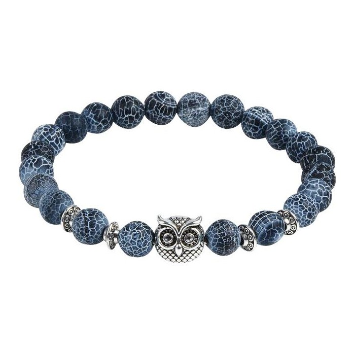 Natural Stone Owl Head Yoga Bracelet