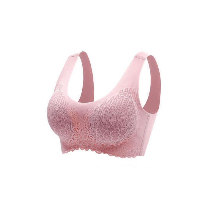 Natural Thai Latex Underwear 4.0 Angel Wings Seamless One Piece Women'S Lace Sports Bra Without Steel Ring