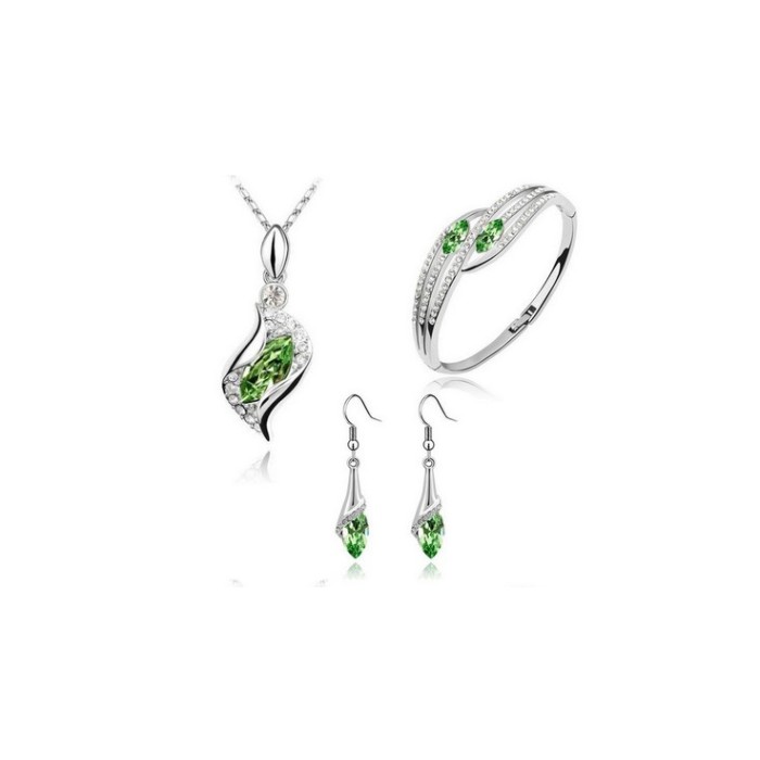 New Angel Elf Earrings Necklace Bracelet Three-piece Austria Crystal Alloy Jewelry Set Wholesale
