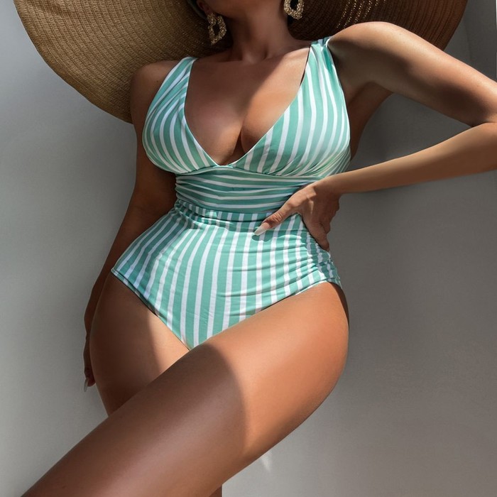 New Bikini Women's One-piece Swimsuit Striped