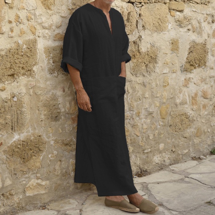 New Men's Long Cotton And Linen Big T Middle East Long Big T