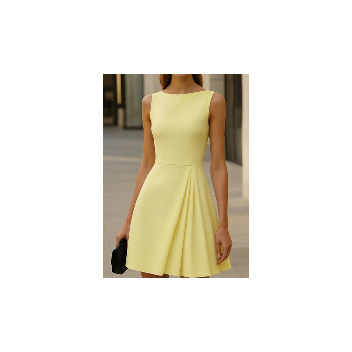 Off-the-shoulder Sleeveless Fitted Waist Short Dress
