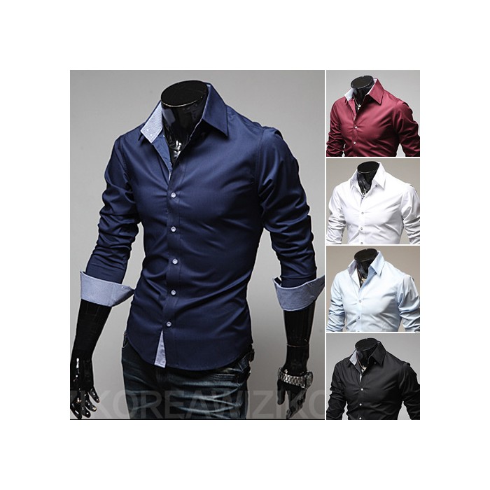 Plaid Color Matching Casual Plus Size Men's Shirt