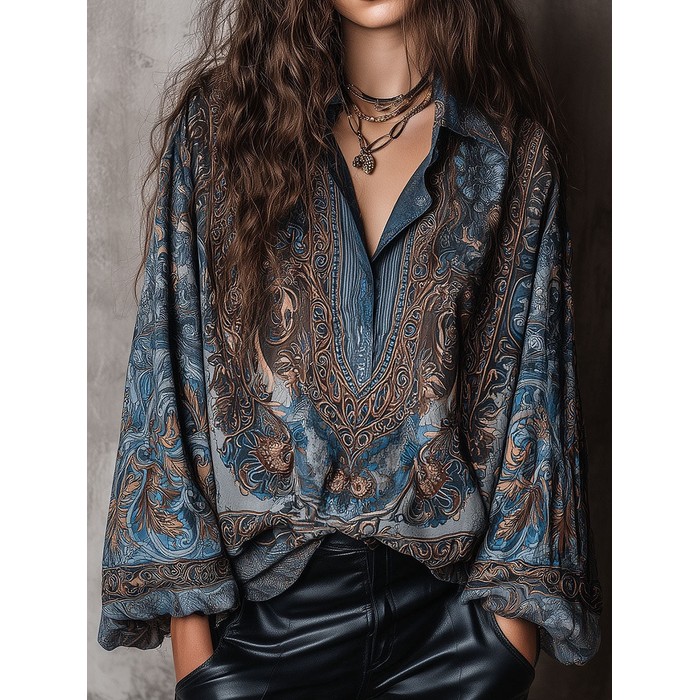 Printed Patchwork Long-sleeved Fashionable Casual Women's Clothing