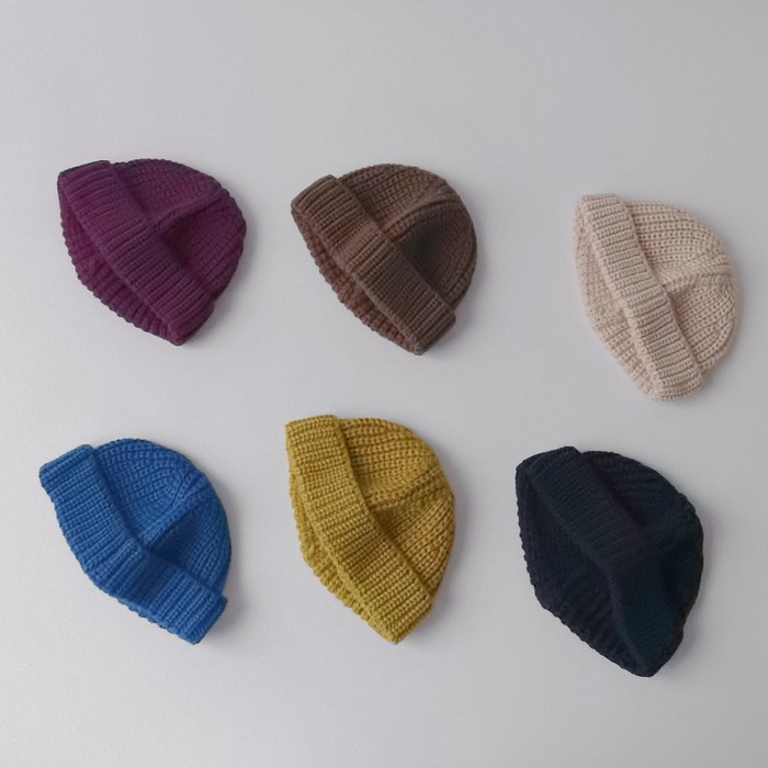 Pure Color Knitted Melon Leather Hood Children's Hat