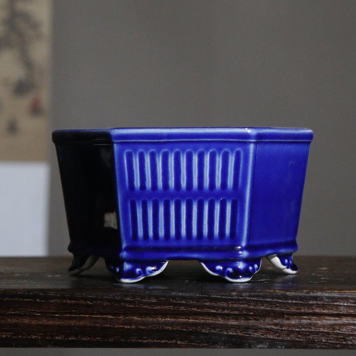 Purple Sand Ceramic Hexagonal Bamboo Flower Pot