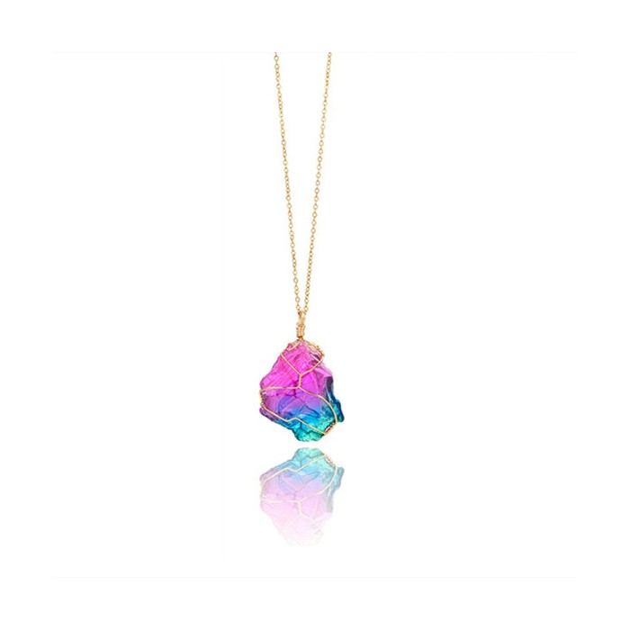 Rainbow Quartz Crystal Necklace