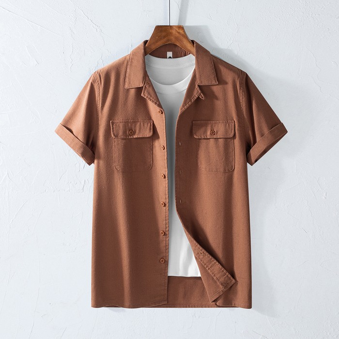 Retro Lapels Workwear Breathable Men's Shirt
