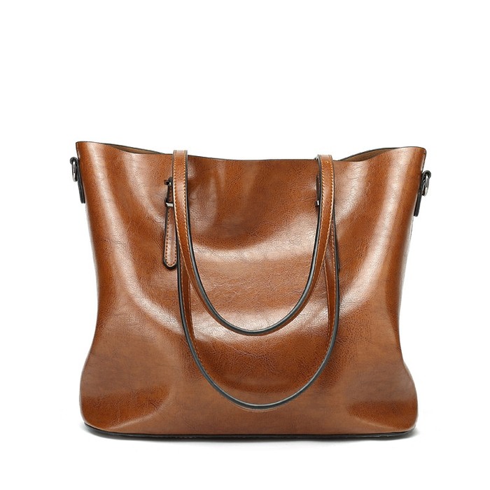 Retro Style Oil Wax Leather Patent Simple Portable Shoulder Messenger Bag