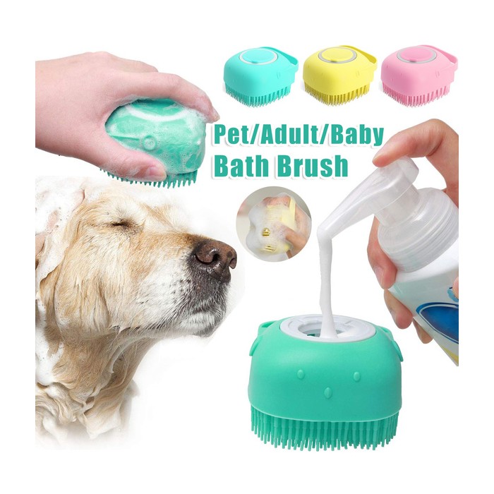 Silicone Dog Bath Massage Gloves Brush Pet Cat Bathroom Cleaning Tool Comb Brush For Dog Can Pour Shampoo Dog Grooming Supplies