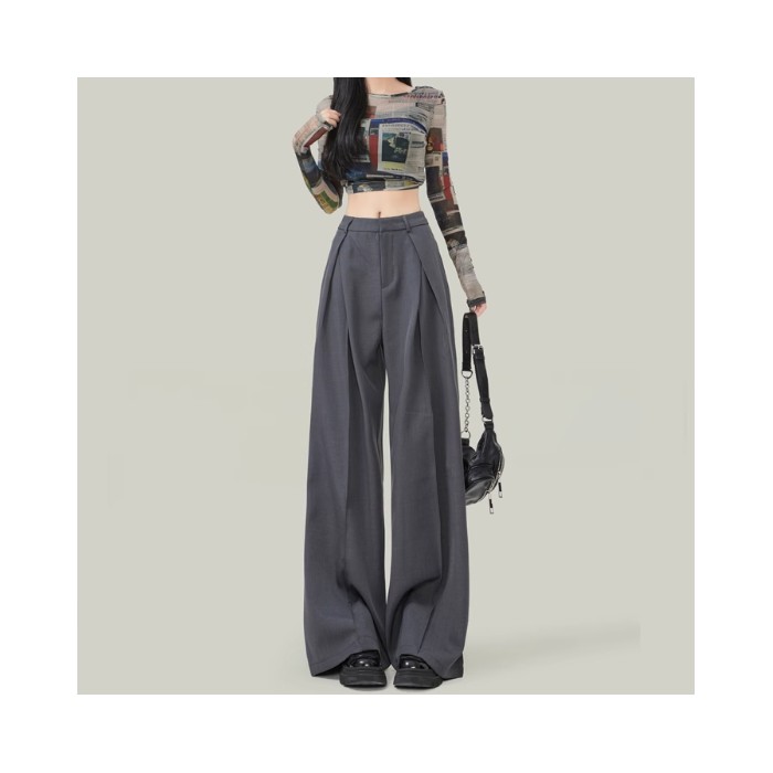 Summer Drape Petite High Waist Wide Leg Casual Pants