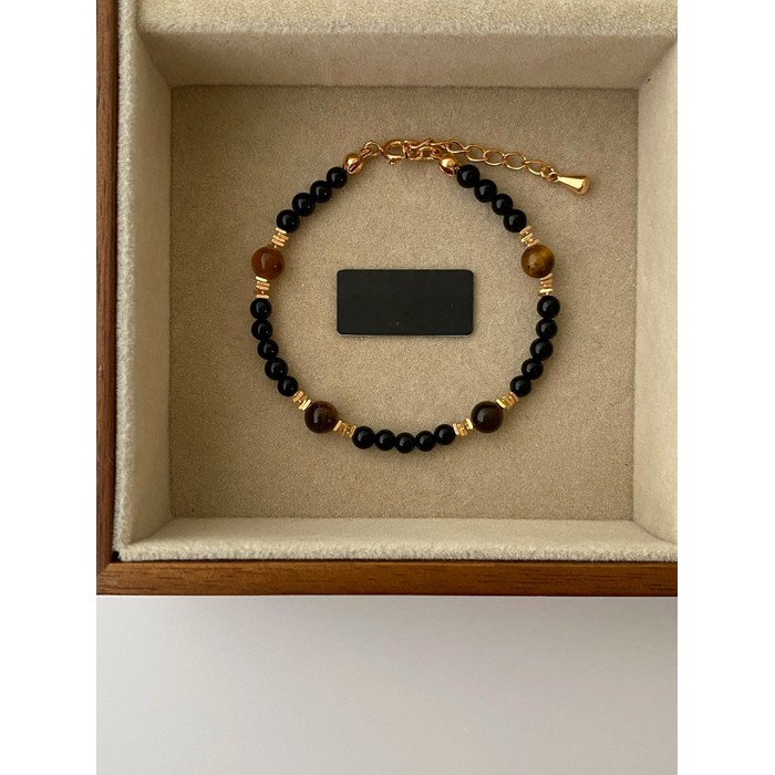 Tiger Eye Stone Blue Pattern Natural Freshwater Pearl Bracelet