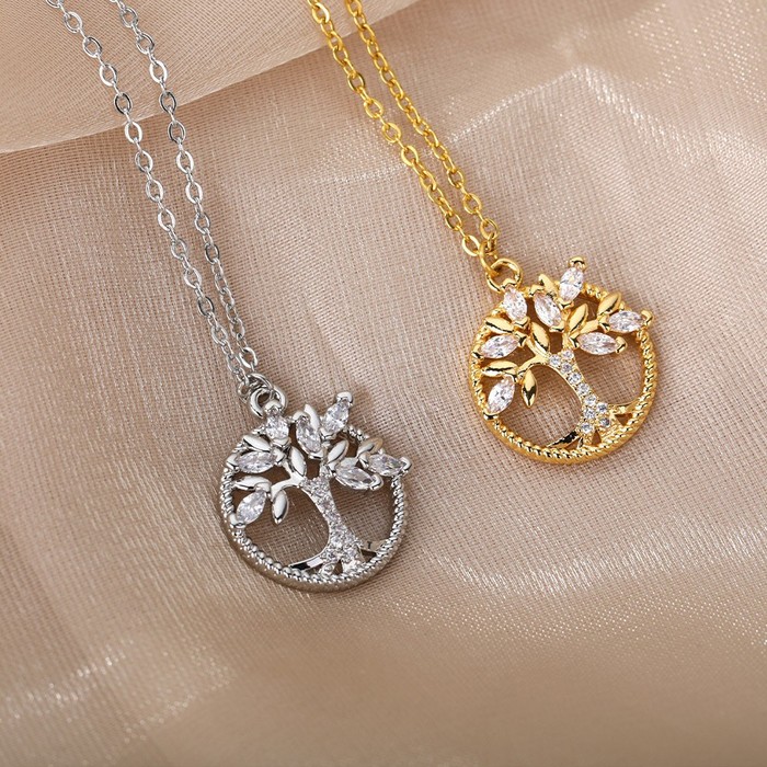 Tree Of Life Necklace Rhinestone Chain Pendant Jewelry Birthday Party Valentine's Day Gifts