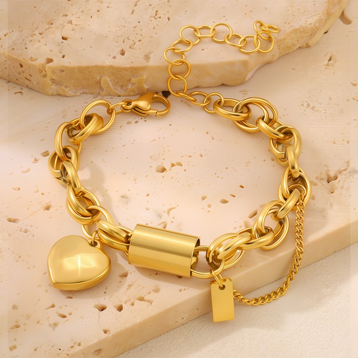 Versatile Titanium Bracelet With A Heart-shaped Pendant
