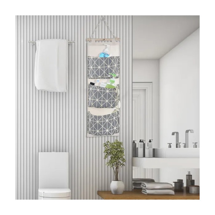 Wall Mounted Storage Bag Door Closet Hanging Storage Bag Organizer Waterproof 3 Pockets Pouch