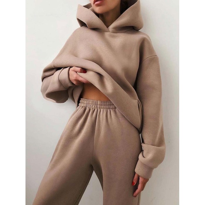 Women's Casual Hooded Sweater Two-piece Suit Clothes Hoodie Tracksuit