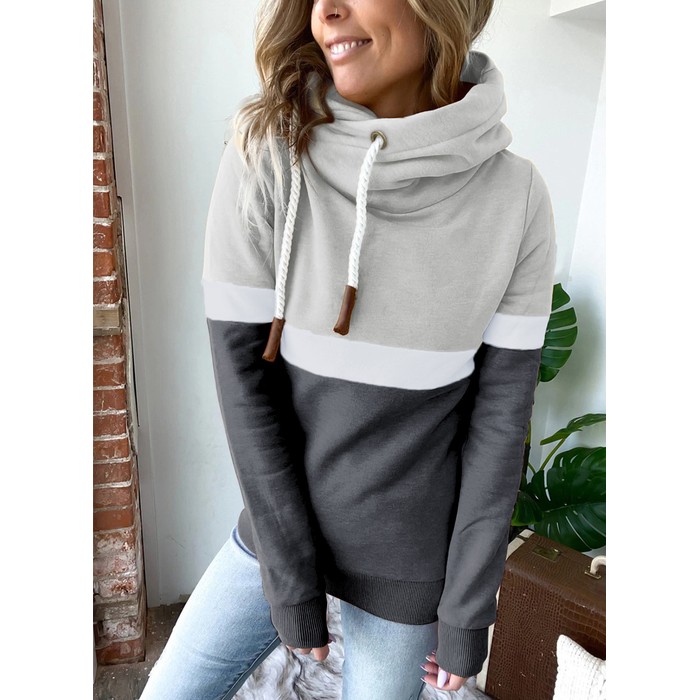 Women's Casual Turtleneck Hooded Sweatshirt