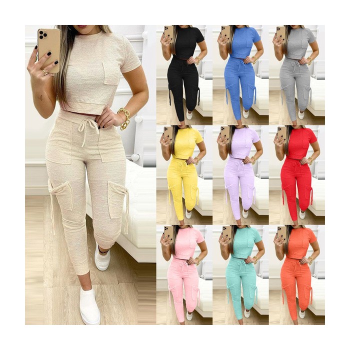 Women's Fashion Slim Top Drawstring Dungarees Suit
