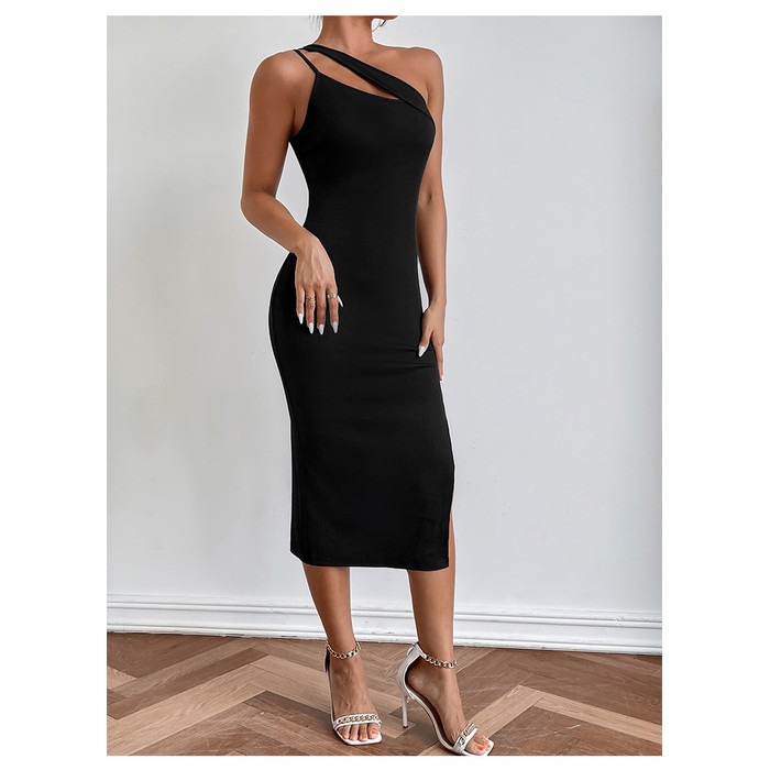 Women's French Split Slanted Shoulder Dress Fashion