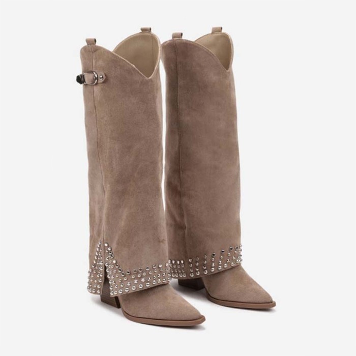 Women's Frosted Rivet Pantyhose Boots