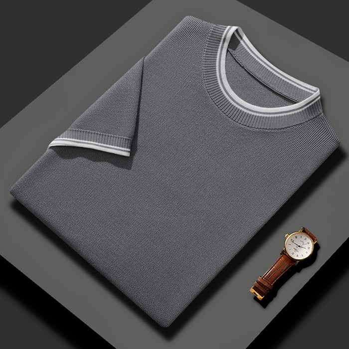 Worsted Wool Mulberry Silk Men's Short Sleeve