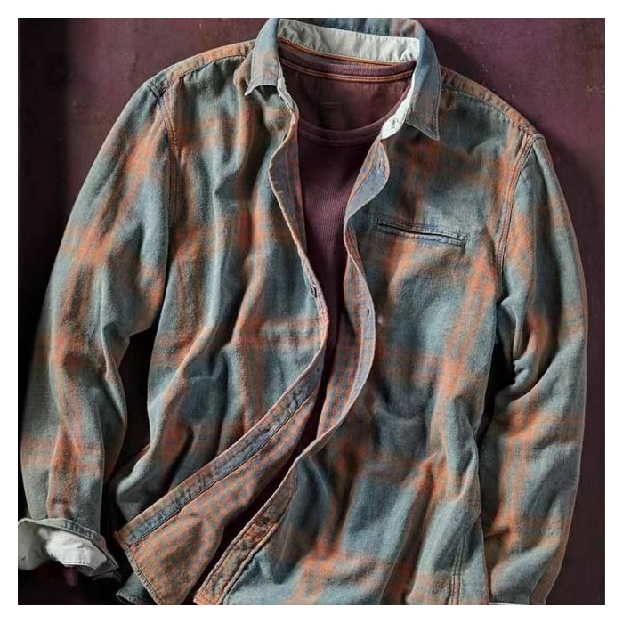Woven Vintage Men's Plaid Shirt
