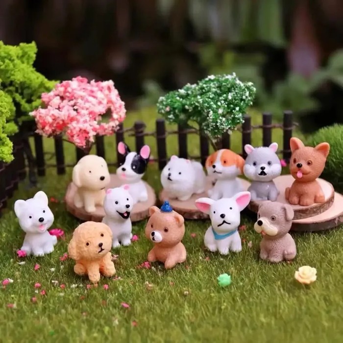 Cute Puppy Mini Resin Dogs Realistic Fairy Garden Figurines