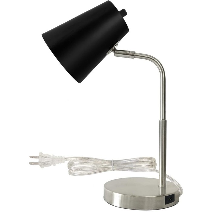 Desk Lamp Silver With Black Shade