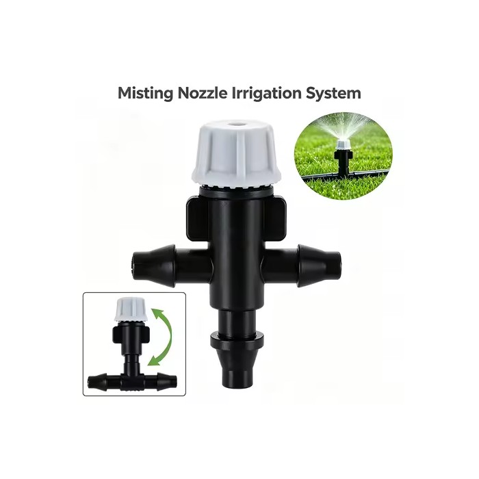 Garden Misting Nozzle 4/7mm Tee Connector Drip Irrigation Sprinkler Removable Cleanable Atomizing Spray Head for Greenhouse Yard