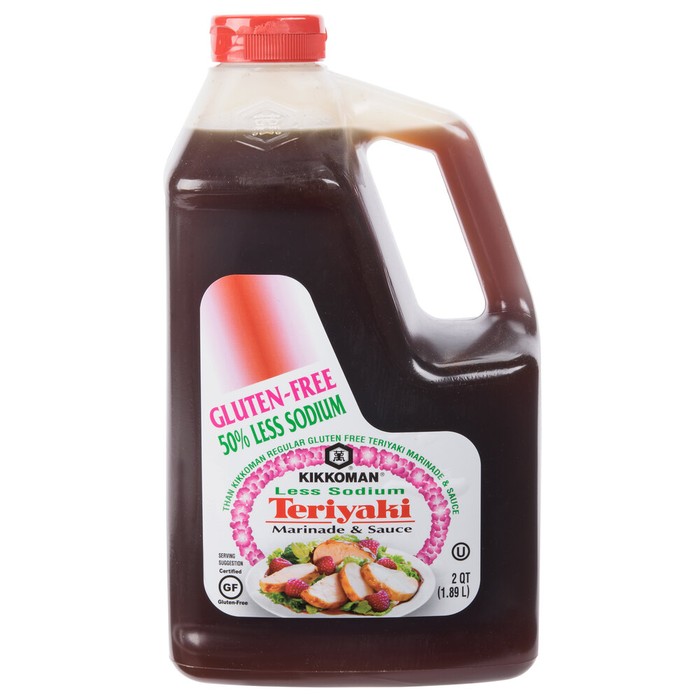 Kikkoman Less Sodium Gluten-Free Teriyaki Marinade and Sauce 0.5 Gallon - 6/Case