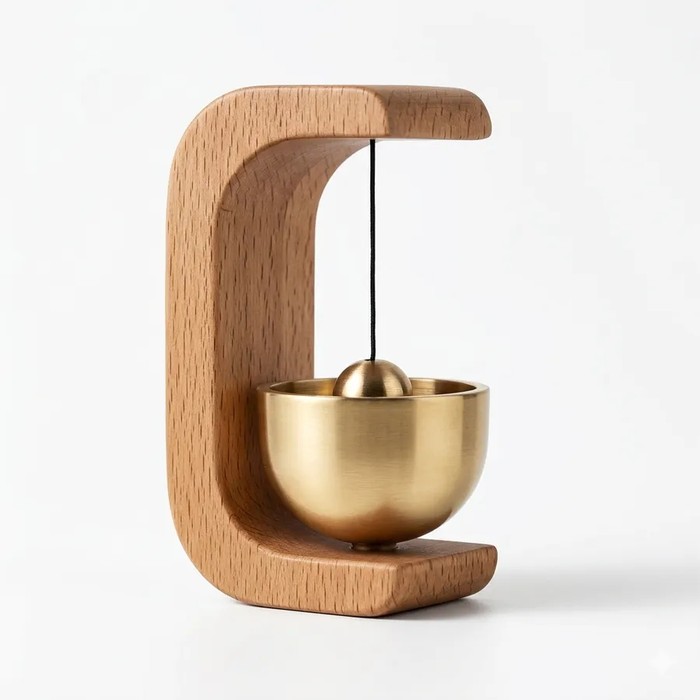 Magnetic Wooden Door Chime | Brass Entry Bell Decor