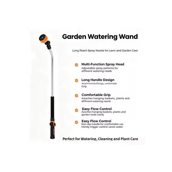 Multi Function Nozzle Watering Tool , 36-Inch Extra Long Heavy Duty Garden Hose Wand with 8 Spray Patterns & 180° Swivel Head, Long Hose Nozzle Sprayer with on/off Thumb Control
