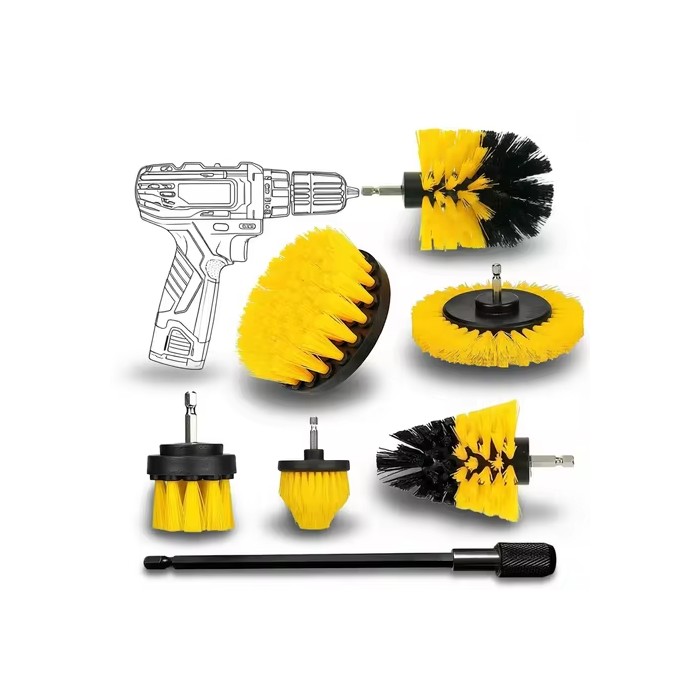 Nylon Round Cleaning Brush Set for Electric Drill High-Density Bristle Carpet And Glass Cleaning Tool Kit.