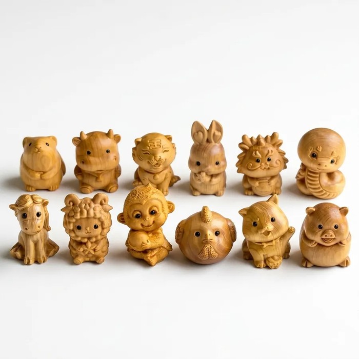 Wooden Chinese Zodiac Figurine - Mini Feng Shui Animal Decor, 1-Piece