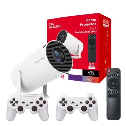HY300 Game Projector Android 11 With Wireless Gaming Controller, 720p Home Theater, US Plug